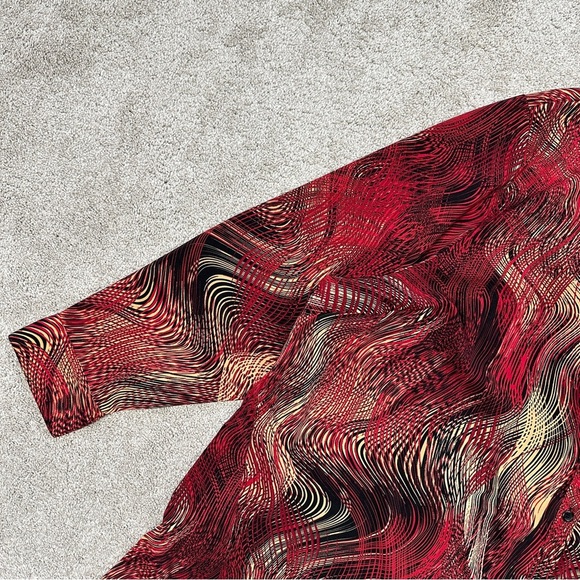 Catherines Collared Button-Up Top Blouse Asymmetric Artsy Boho Red Plus Size 3X - Picture 6 of 12